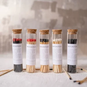 3-Inch Wooden Matchsticks in Glass Jar for Candles and Aromatherapy
