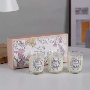 3 Pack Luxury Handmade Soy Wax Scented Candles Glass Jar Home Fragrance Decor Custom Aromatic Candle for Souvenir Gift