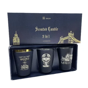 3-Pack Matte Black Electroplated Glass Jar Scented Candle Gift Set