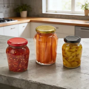 3 Size Round Glass Pickle Jars 200ml 300ml 400ml Empty Preserve Jar for Homemade Kimchi Commercial Pickling