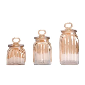 3 Sizes Food Containers Biscuit Candy Storage Glass Jar with Airtight Glass Lid