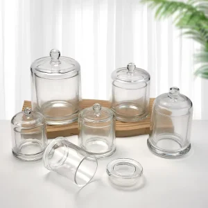 3-Wick Clear Glass Candle Jars with Glass Lid for Candle Making