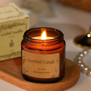 3.5 oz Matte Amber Glass Candle Jar with Lid Scented Candle