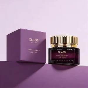 30 50gram New Luxury Unique Cylinder Dark Purple Black Cosmetic Glass Jars With Paper Packaging Box