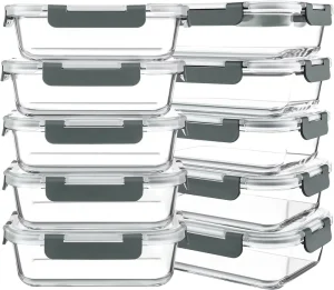 30 oz Glass Meal Prep Containers Glass Food Storage Containers with Lids Airtight Glass Lunch Bento BoxesMicrowave Dishwasher