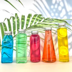 300ml 350ml 500ml Clear Screw Cap Glass Beverage Bottles for Juice Milk Tea Mineral Water