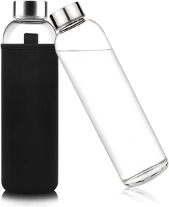 300ml 420ml 500ml 750ml 1000ml Clear Empty Glass Water and Sports Drinking Bottles with Sleeve