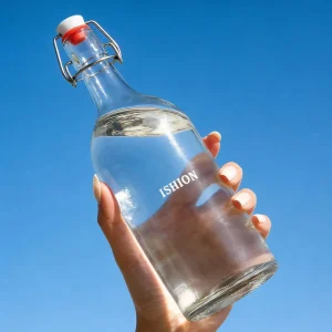 300ml 500ml 1000ml Refillable Clear Glass Beverage Bottles with Swing Lids for Juice and Soda