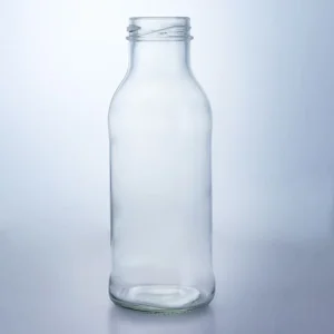 300ml 500ml 1000ml Transparent Glass Sauce Bottle Glass Jar Round Shape with Twist off Metal Cap for Food Packaging