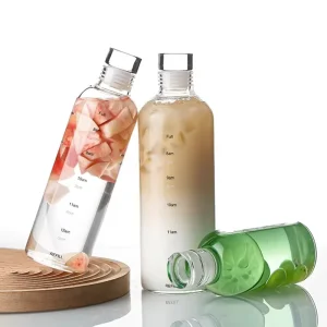 300ml 500ml 750ml 1000ml BPA-Free Borosilicate Cylinder Glass Bottle for Tequila Brandy Juice Customizable Drinkware