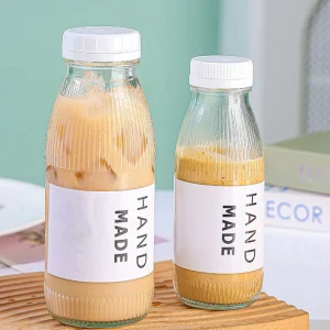 300ml 500ml Glass Beverage Juice Bottle with Lid Food Grade