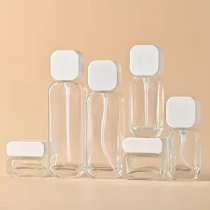 30g 50g Flat Shape Glass Bottles with Screen Printing for Skin Care Serum Cream Eye Drops & Face Cream Empty Cosmetic Packaging