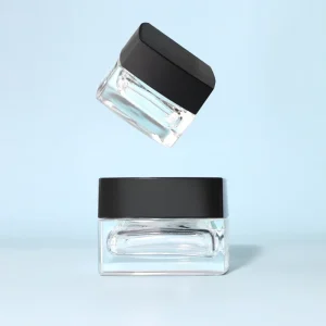 30g 50g Square Glass Face and Body Cream Jar with Screw Cap for Skincare Serum and False Eyelashes