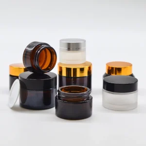 30g Brown Glass Cream Jar With Bamboo Plastic Cover for Cosmetics Packaging
