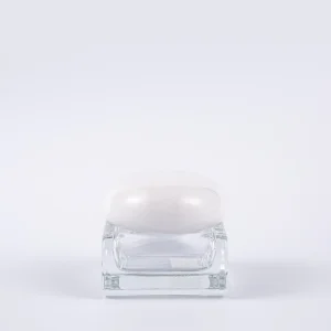 30g Premium Cosmetic Packaging Square Clear Glass Jars with White Plastic Lid for Skincare Face Cream and Eye Cream
