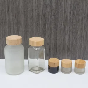 30ml-1000ml Multi-Capacity Glass Tea and Candy Storage Jar with Wooden Bamboo Cap