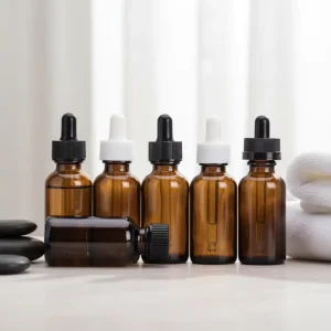 30ml 1oz Boston Round Amber Glass Essential Oil Dropper Bottles with White Dropper
