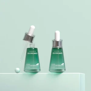 30ml 1oz Clear Glass Cosmetic Serum Bottle with Dropper Cap, Gold and White Top