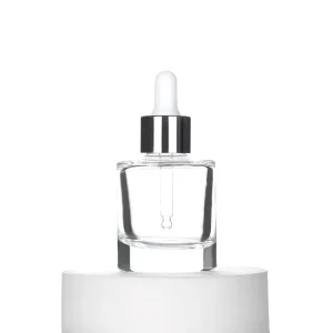 30ml 40ml 50ml Luxury Serum Bottle Skin Care Essence Flat Shoulder Glass Essential Oil Dropper Bottle With Dropper