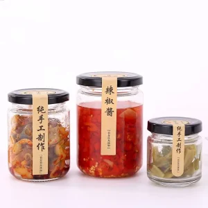 30ml 45ml 75ml 100ml 120ml 150ml 195ml 240ml Round Food Grade Glass Jar With Metal Lids for Jam Sauce Pickle