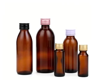 30ml 50ml 100ml Amber Arch Cylinder Medicine Bottles with Screw Cap for Cough Syrup