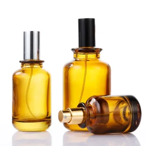 30ml 50ml 100ml Amber Glass Spray Bottle with Gold Screw Cap, UV-Protective for Essential Oils and Cosmetics