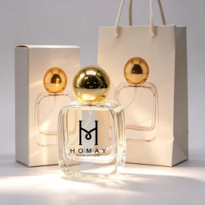 30ml 50ml 100ml Clear Refillable Perfume Glass Bottle with Customizable Logo and Packaging Box