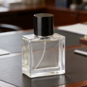 30ml 50ml 100ml Clear Square Refillable Glass Perfume Bottle with Mist Spray Nozzle