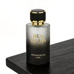 30ml 50ml 100ml Cylindrical Perfume Bottle with Crack Pattern, Black and Gold Cap, and Gift Packaging Box