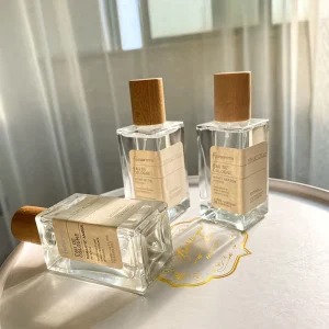 30ml 50ml 100ml Fragrance Rectangle Vintage Square Spray 50 Ml 100 Ml Empty Glass Perfume Bottles With Wooden Cap