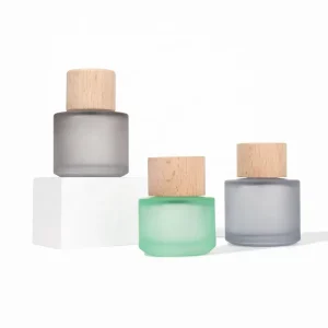 30ml 50ml 100ml Grey Green Glass Spray Perfume Bottle with Flat Round Crimp Closure