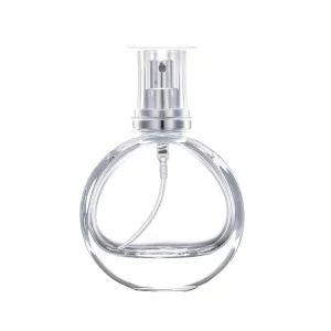 30ml 50ml 100ml Portable Flat Glass Perfume Spray Bottles with Gold Pump Sprayer
