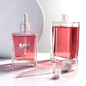 30ml 50ml 100ml Square Clear Glass Essential Oil Bottles with Dropper