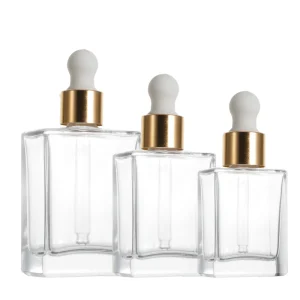 30ml 50ml 100ml Transparent Gold-ringed Glass Dropper Serum Bottle Container
