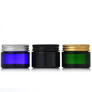 30ml 50ml 60ml 100ml Transparent Amber Blue Green Glass Cream Jar with Aluminum Lids