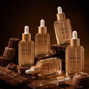 30ml 50ml Champagne Square Glass Serum Dropper Bottle for Beauty Essence