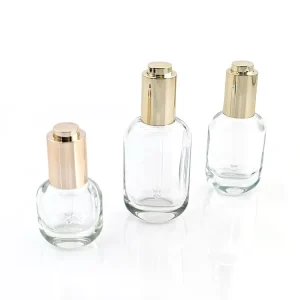 30ml 50ml Elegant Press Dropper Serum Bottles Stock Oval Clear Thickened Glass Empty Essence Oil Bottle
