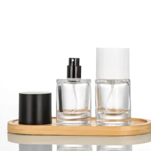 30ml 50ml Empty Vintage Spray Perfume Bottle Smoky Clear Frosted Round Glass Bottle with Mist Sprayer