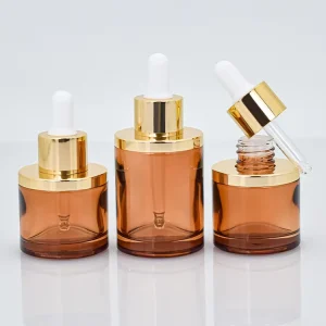 30ml 50ml Gradient Color Flat Round Glass Dropper Bottles for Skincare Serum