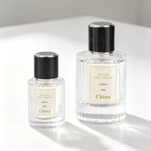 30ml 50ml Textured Clear Glass Cylinder Perfume Oil Bottle with Lid and Sprayer