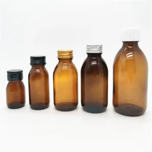 30ml 60ml 100ml 125ml 150ml 200ml 250ml Amber Syrup Glass Bottles with Screw Caps for Beverages