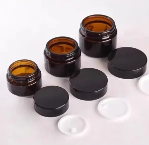 30ml Amber Glass Jars with Gold Lids and Screw Cap Face Body Scrub Cream Masks Cosmetics for Eye Cream Use