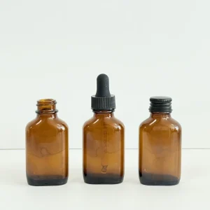 30ml Amber Square Essential Oil Bottle with Black Dropper Cap