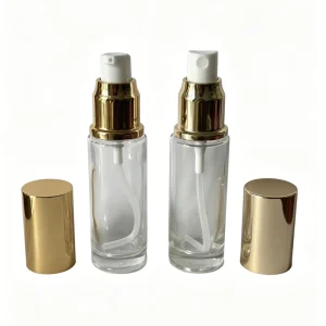 30ml Clear Cylinder Glass Spray Bottle with Gold Pump Cap Leak Proof Refillable Cosmetic Mist Atomizer for Toner Perfume Skincare