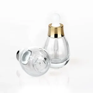 30ml Clear Glass Dropper Bottle with Silver Ring Essential Oil Bottle with White Dropper