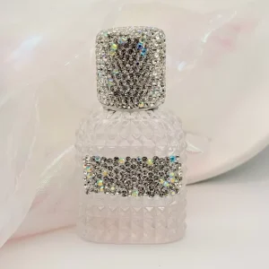 30ml Crimping Pump White Clear Square Refillable Glass Perfume Bottle