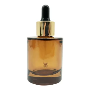 30ml Custom Brown Glass Eye Drop Bottles Luxury Cosmetic Oil Serum with Thick Bottom and Oval Design