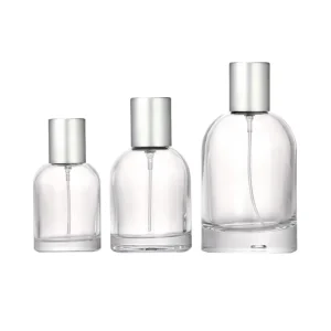 30ml Empty Round Clear Refillable Glass Perfume Spray Oil Bottle with Box