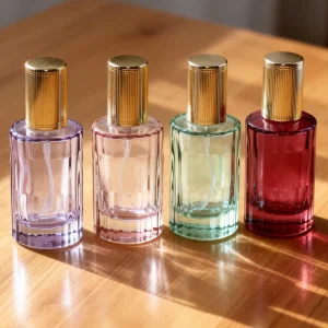30ml Essential Oil Cylinder Empty Perfume Atomizer, Transparent Colored Glass Spray Bottle with Aluminum Cap