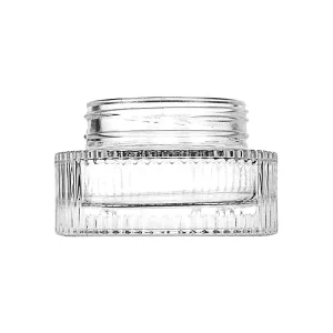 30ml Flint Glass Fluted Round Squat Jar with Label Panel and 48mm Neck